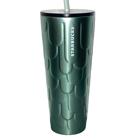 *new* Starbucks Mermaid Siren Tail Stainless Steel Cold Cup Green Tumbler 24oz - Picture 1 of 6